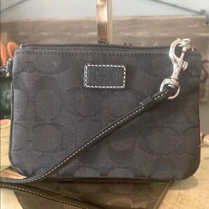 Coach Black Monogram Canvas Zip Wristlet/Wallet Minimal Use